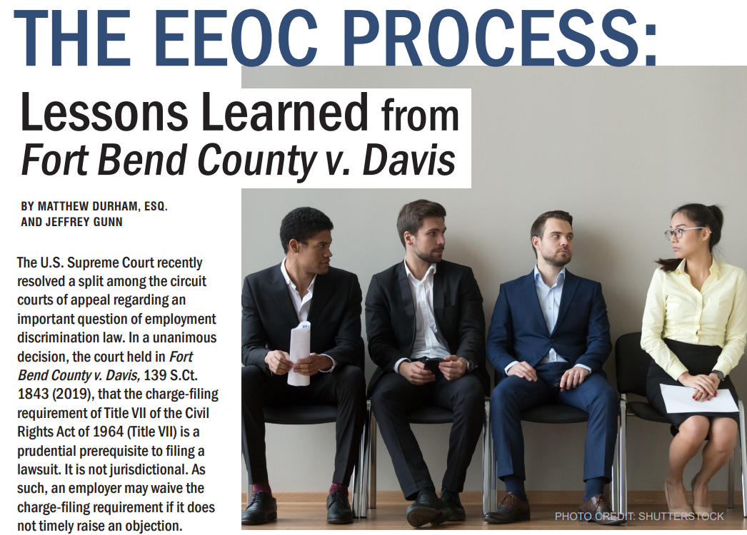 The EEOC Process Lessons Learned from Fort Bend v Davis
